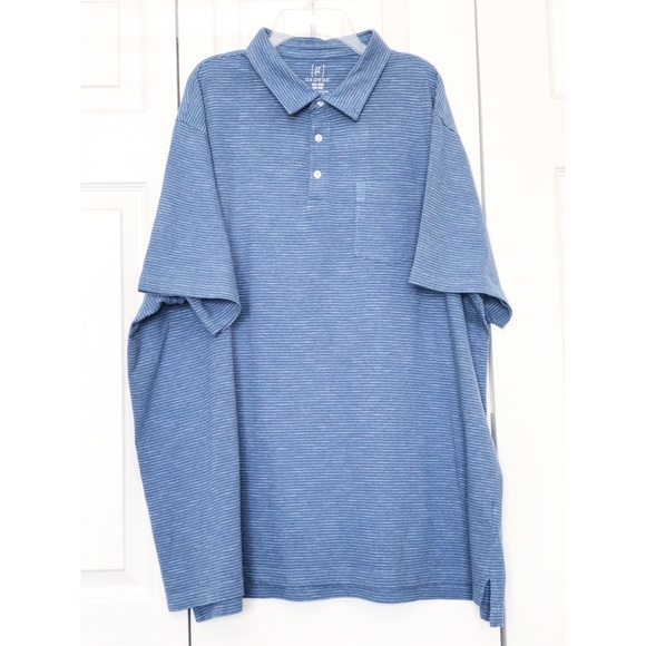 George Other - George Mens Blue White Striped Polo Shirt